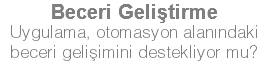 Beceri Geliştirme Uygulama, otomasyon alanındaki beceri gelişimini destekliyor mu?