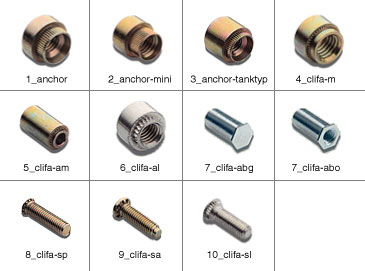 Saclar İçin Pres Çakma Somun ve Civatalar